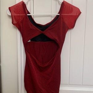 Open Back Leotard with Mesh sleeves